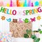 Hello Spring Banner Welcome Spring Party Decorations Flower Bunny Bird Butterfly Sign for Kids Boy Girl Celebrate Spring Colorful Glitter Party Supplies
